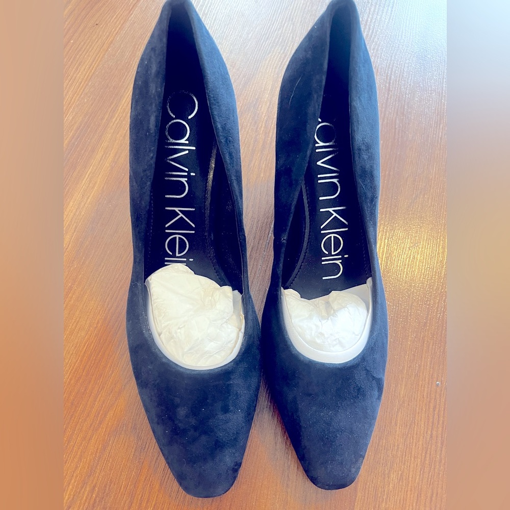 Brand New Calvin Klein Navy Blue Suede Pumps